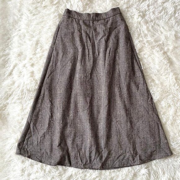 Glen Check Flare Long Skirt F Brown - Picture 1 of 5
